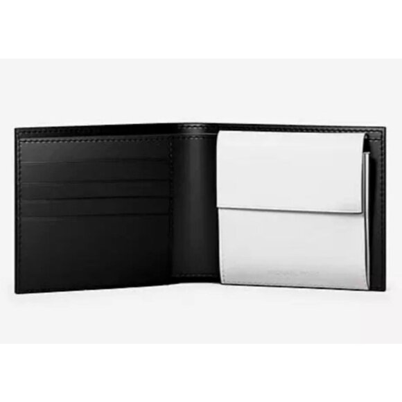 New Michael Kors Cooper Two-Tone Billfold Wallet with Coin Pouch Black / White - Picture 5 of 7